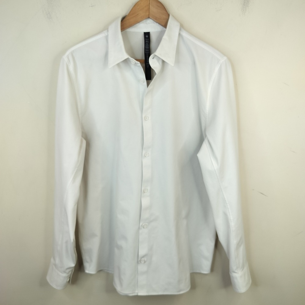 Lululemon New Venture Shirt Mens Large Stretch Button Down Minimalist White